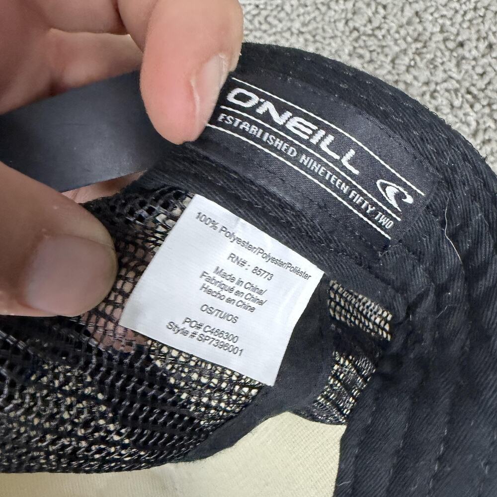 O'Neill Hat Cap Snap Back Mens One Size Black White Trucker Gecko Logo Mesh - Picture 10 of 10
